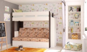 Кровать с диваном 75 Карамель Атлант (Венге Магия /Сосна Карелия/Савана) в Дубинино - dubinino.katalogmebeli.com | фото