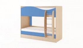 Кровать 2-х ярусная с ящиками (Беленый дуб/Синий) в Дубинино - dubinino.katalogmebeli.com | фото