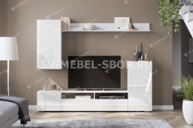 Мебель для гостиной МГС 4 (Белый/Белый глянец) в Дубинино - dubinino.katalogmebeli.com | фото