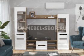 Мебель для гостиной МГС 6 (Исполнение 1/Дуб золотой/Белый глянец) в Дубинино - dubinino.katalogmebeli.com | фото