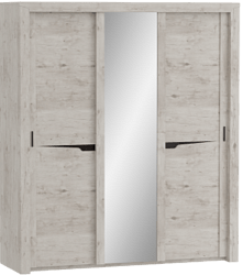 Шкаф трехдверный Соренто с раздвижными дверями Дуб бонифаций/Кофе структурный матовый в Дубинино - dubinino.katalogmebeli.com | фото