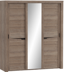 Шкаф трехдверный Соренто с раздвижными дверями Дуб стирлинг/Кофе структурный матовый в Дубинино - dubinino.katalogmebeli.com | фото